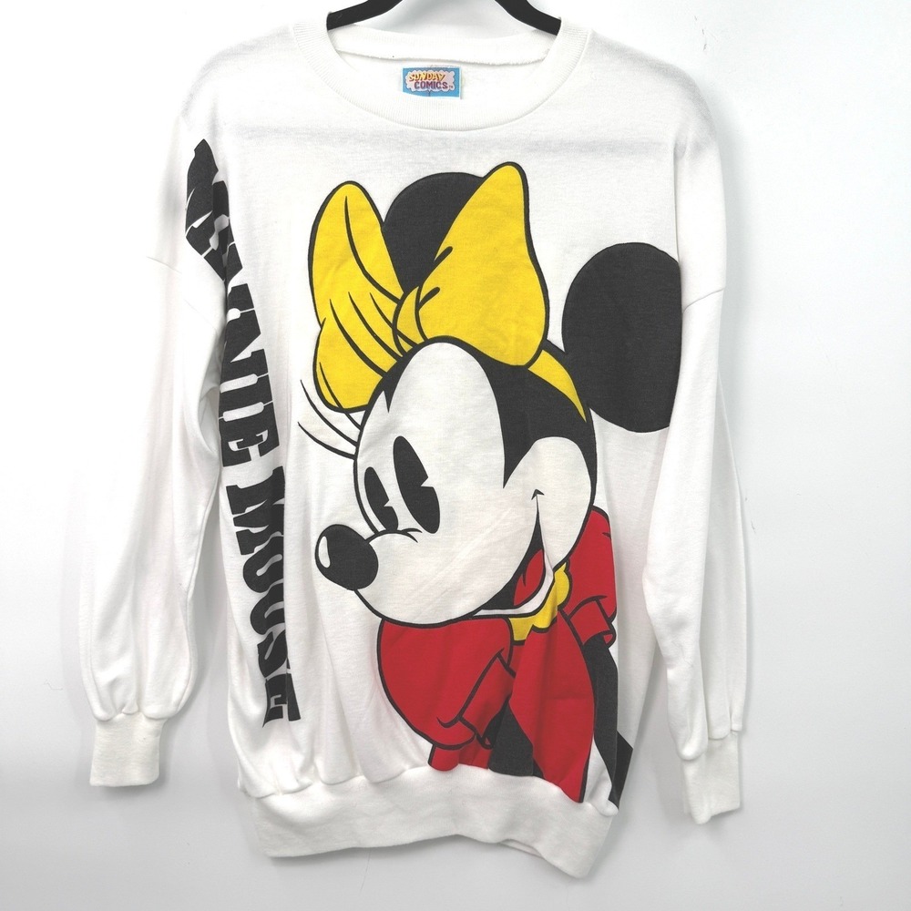 Sunday Comics Vintage Minnie Mouse Crewneck Size‎ M Disney Rare Retro Streetwear